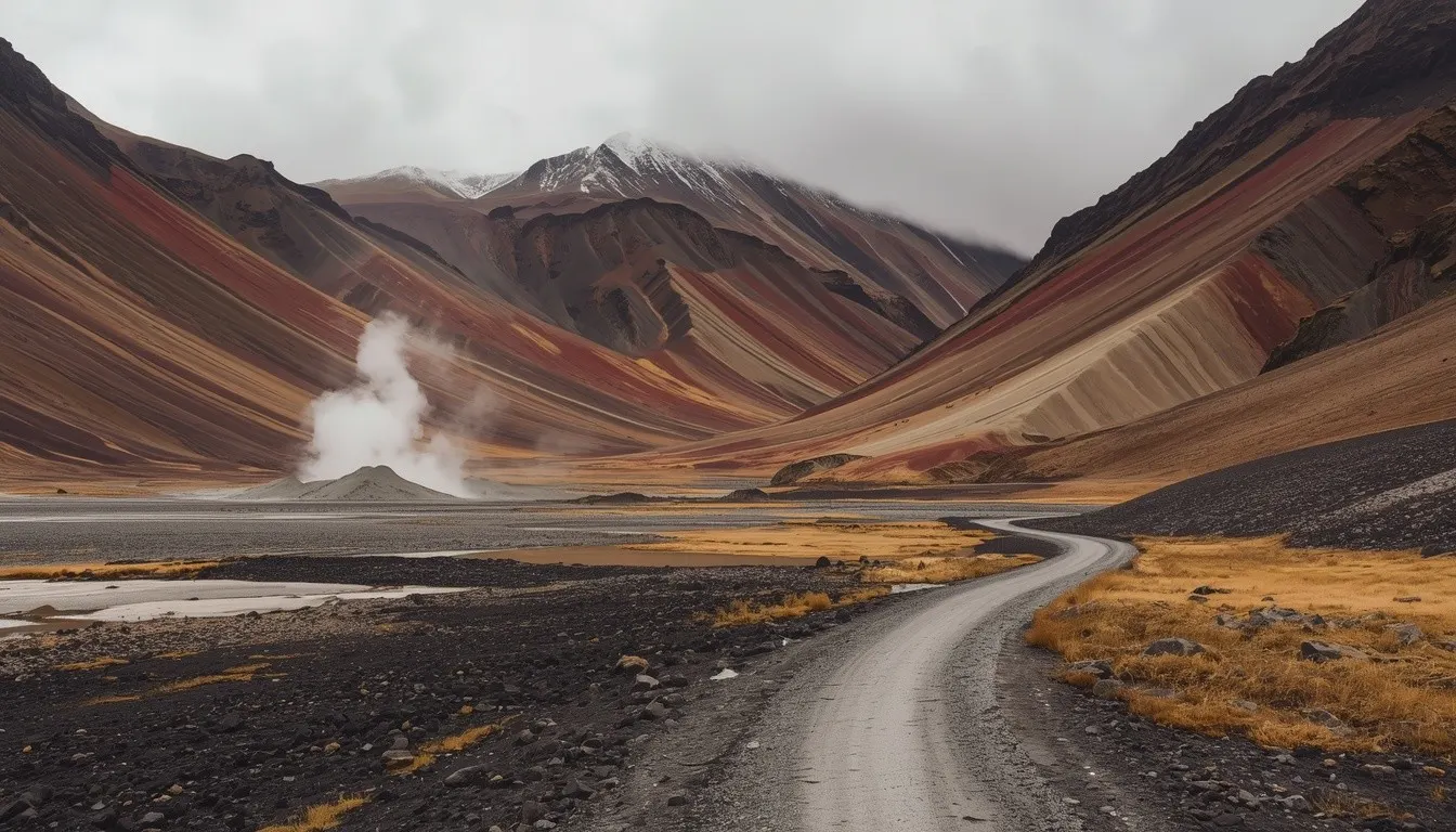 The rhyolite mountains of Landmannalaugar along the start of the Laugavegur Trail