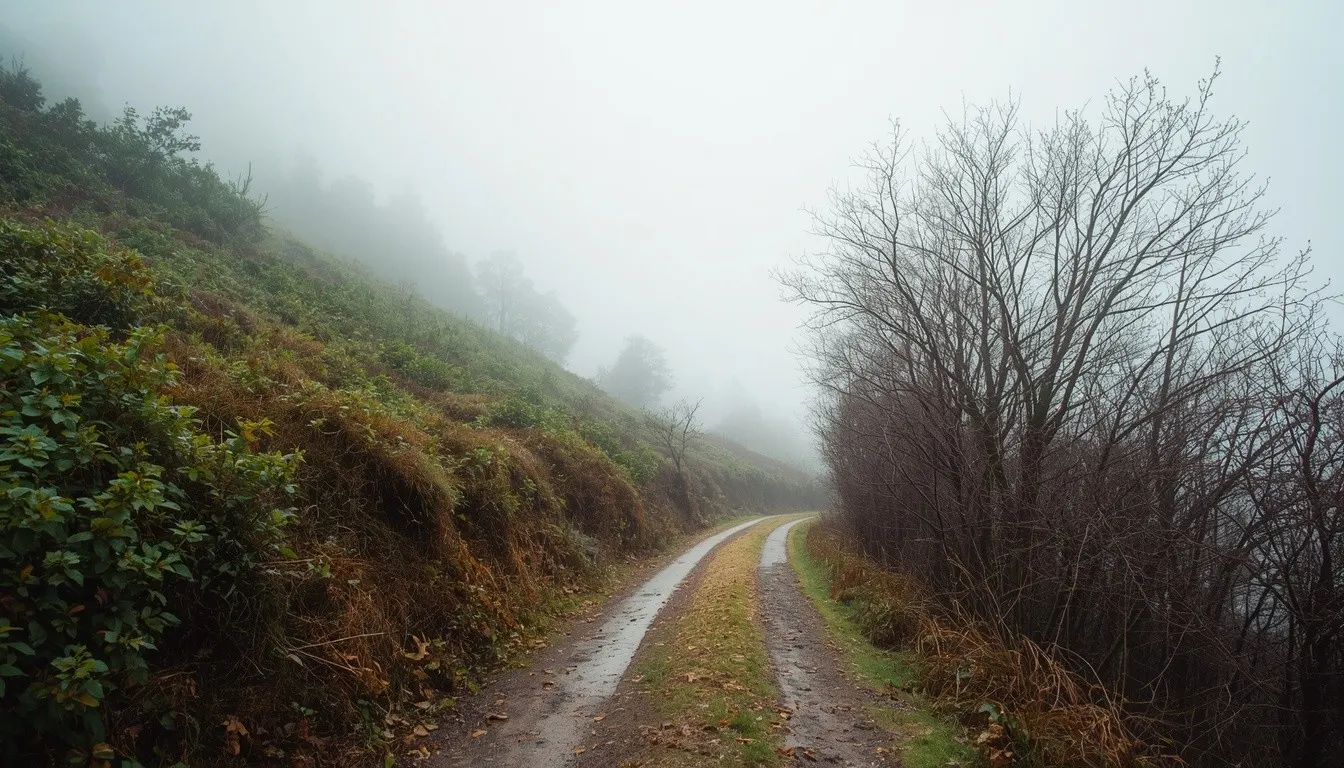 Seasonal shift along a familiar path on a Trova guided route.